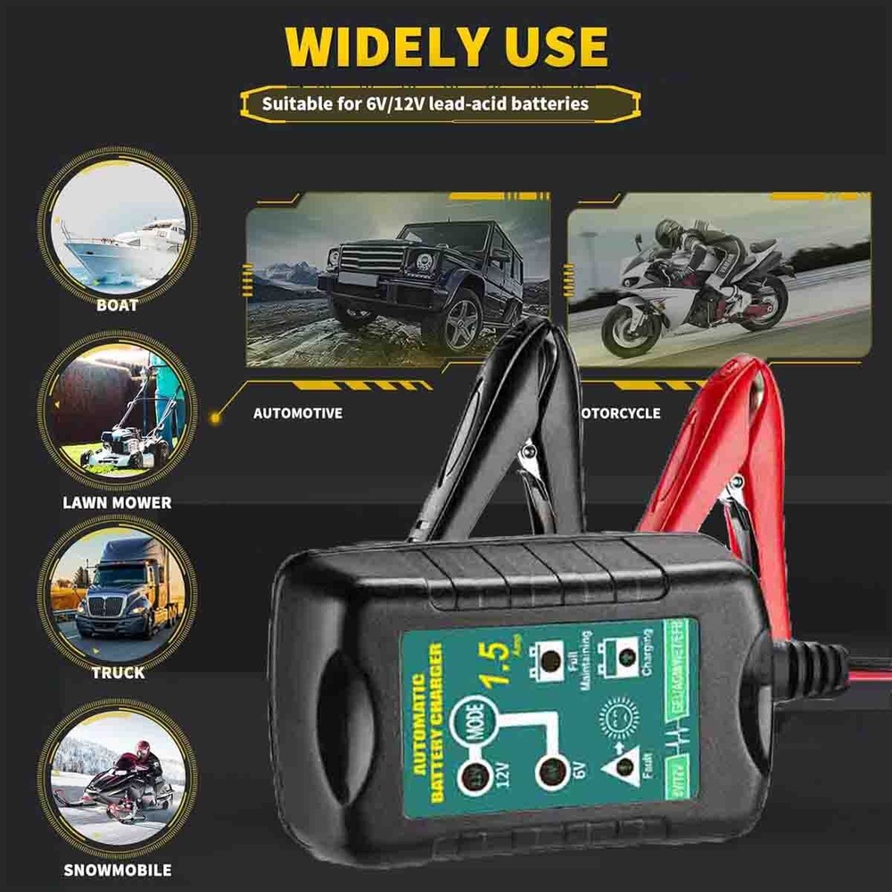 6V 12V Automatic Battery Charger Maintainer Trickle Float Motorcycle Car