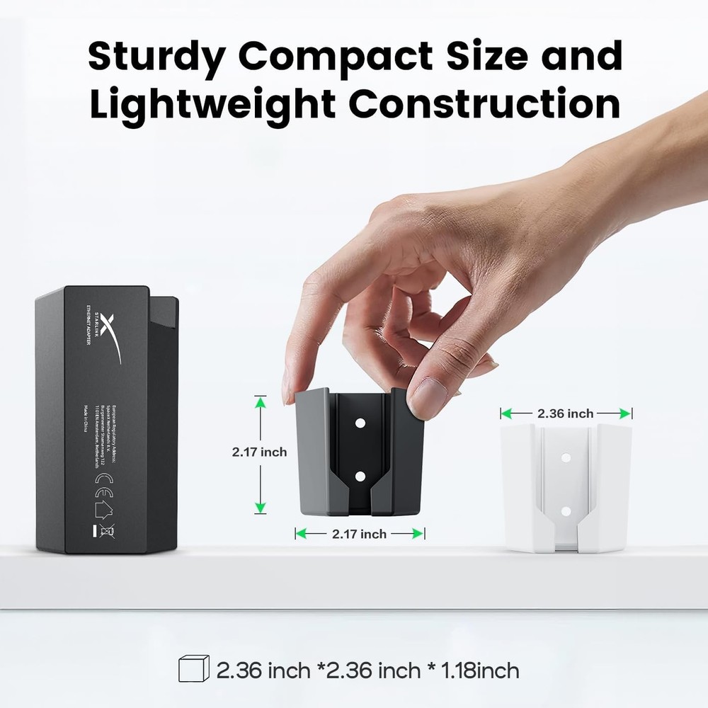 Starlink Ethernet Adapter Wall Mount Bracket – Compact, Sturdy ABS Holder