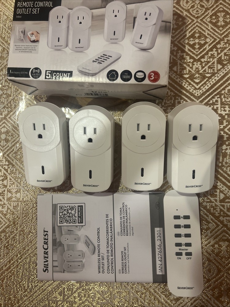SilverCrest Indoor Wireless Socket Set - Up To 40m Range / 5 Piece Set