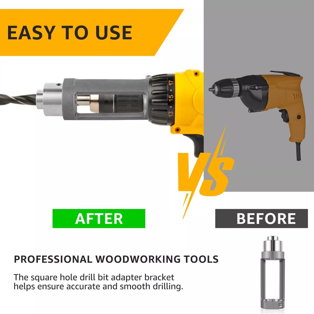 Professional Woodworking Tool 1PC Square Hole Drill Bit Adapter Electric US Part
