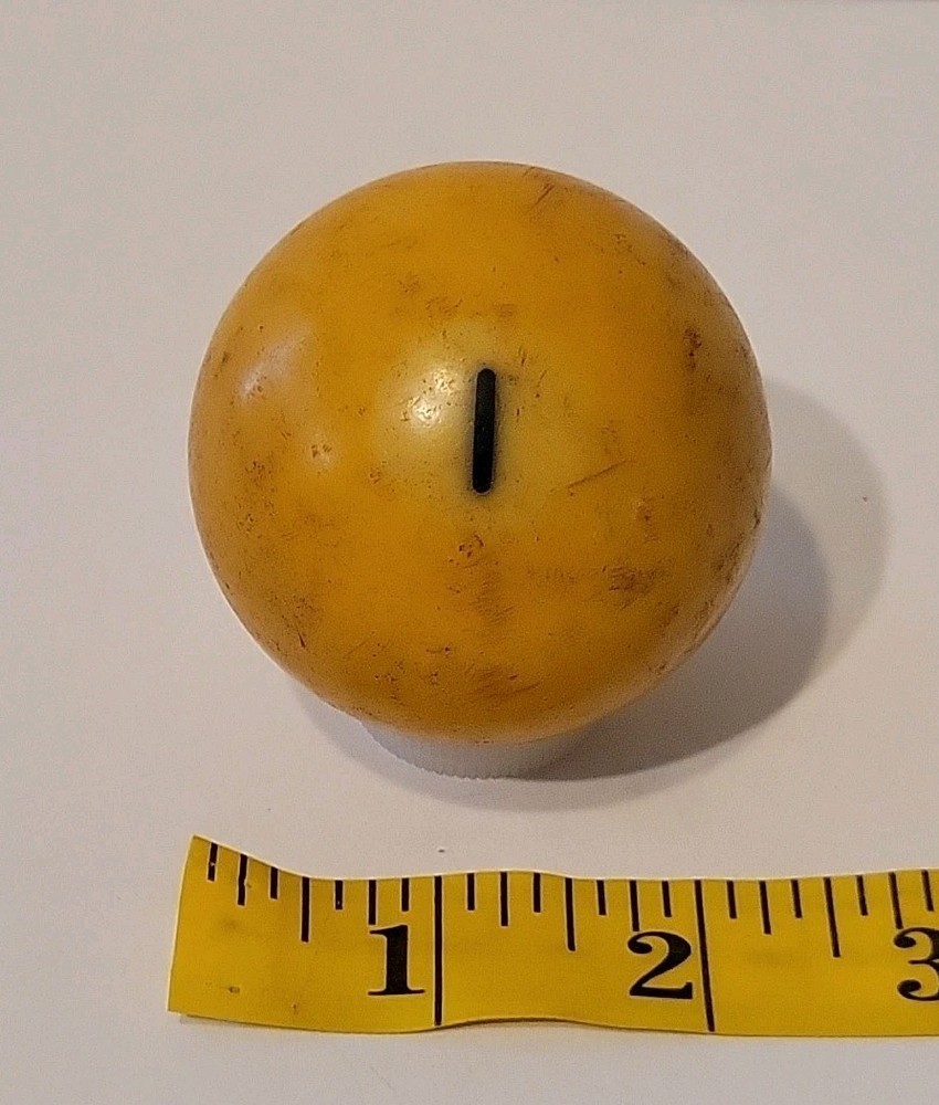 Vintage No. 1 Solid Yellow Pool Ball Billiard 2" Replacement (J)