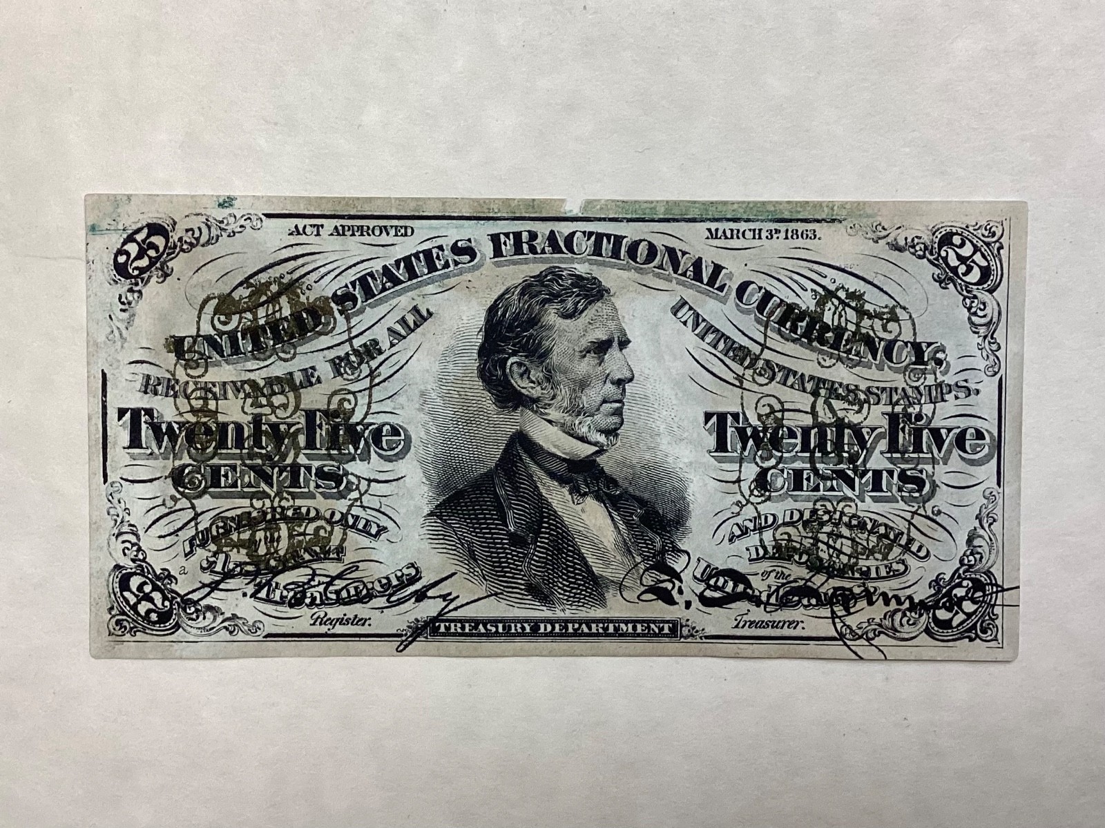 ~FR 1295 25 TWENTY FIVE CENTS THIRD ISSUE - FESSENDEN - FRACTIONAL CURRENCY UNC