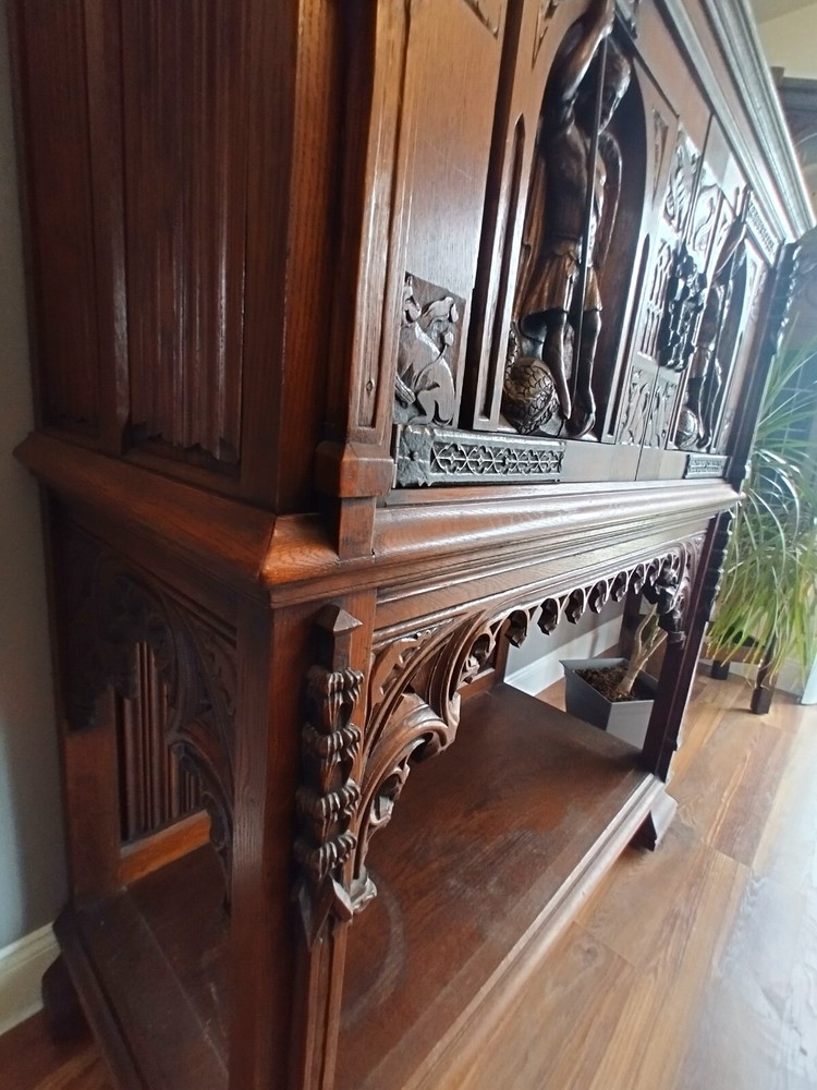 Antique Belgian Gothic Revival Sideboard Oak