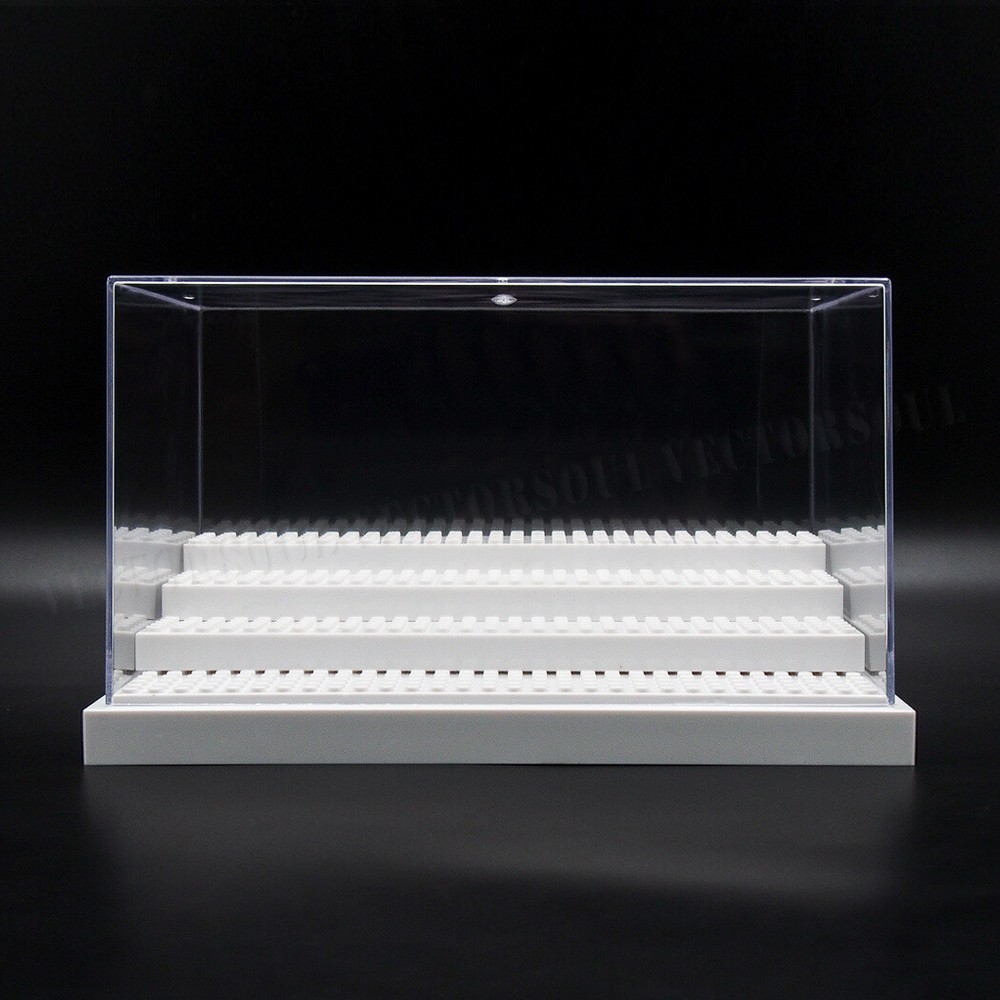 US White Acrylic Display Case Box 4 Steps For Building Blocks Plastic Base 24cm
