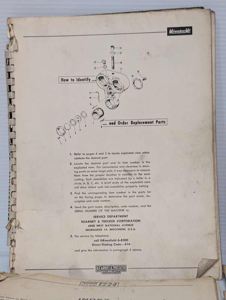 Asstd Reference Materials for Kearney & Trecker TF-17 Vertical Milling Machine