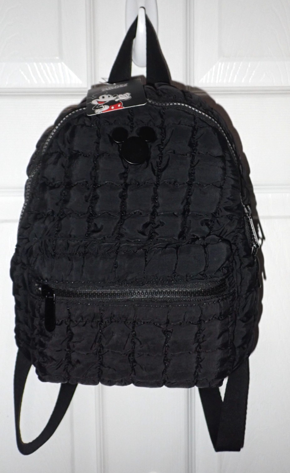 NEW Disney Mickey Mouse Black Quilted Nylon Backpack Purse Bioworld NWT