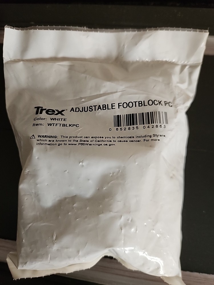 WTFTBLKPC Trex Transcend Adjustable Footblock PC Color WHITE