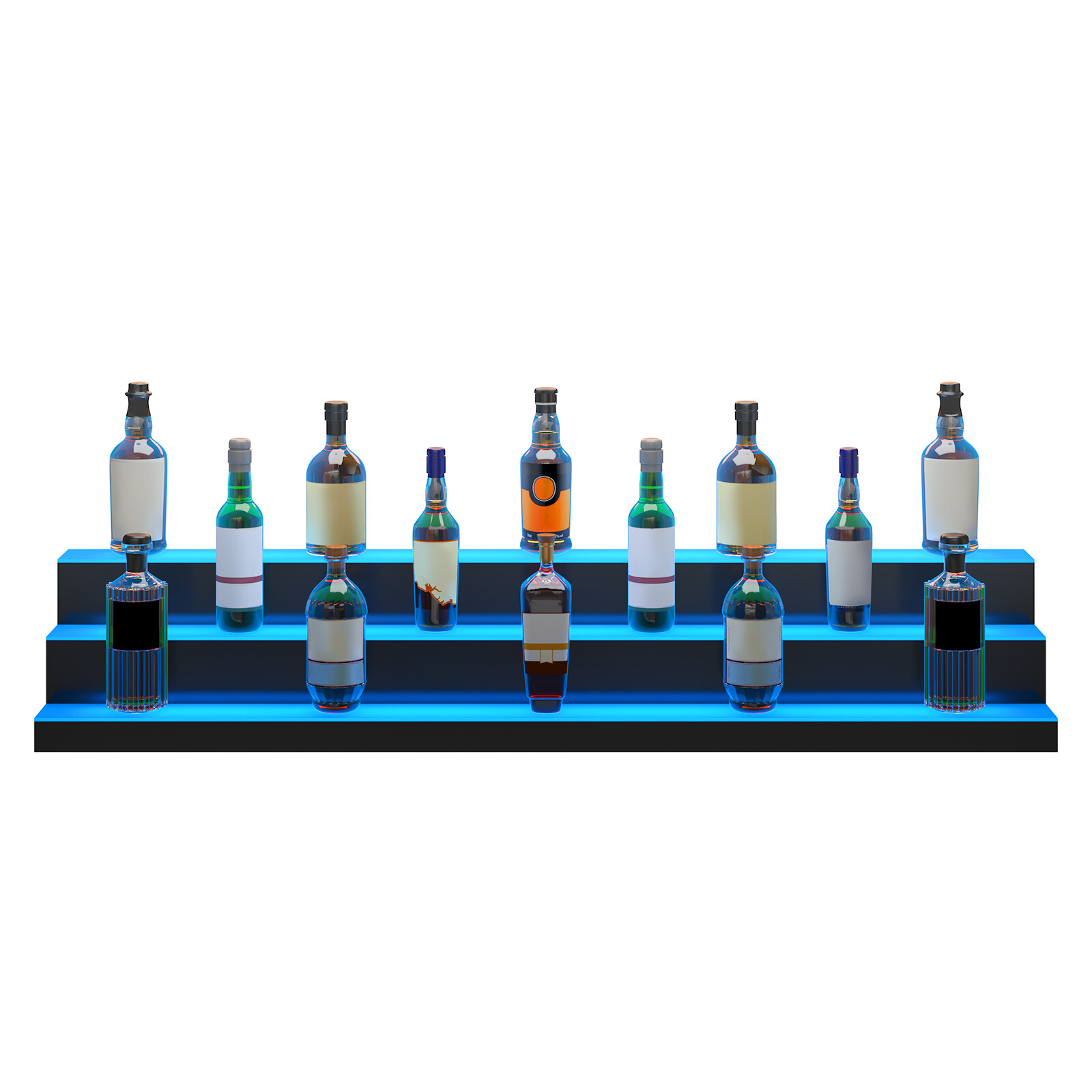 VEVOR LED Lighted Liquor Bottle Display Bar Shelf RF & App Control 60" 3-Step