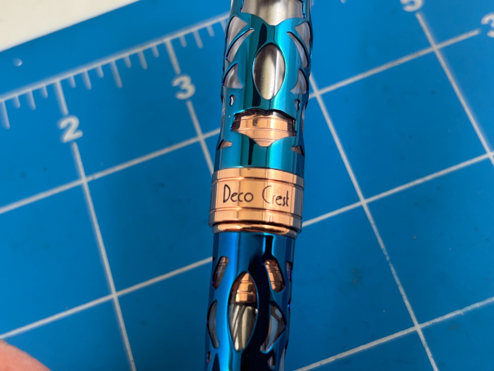 Judd's NEW Conklin Endura Deco Crest Demo Blue Rose Gold Ballpoint Pen