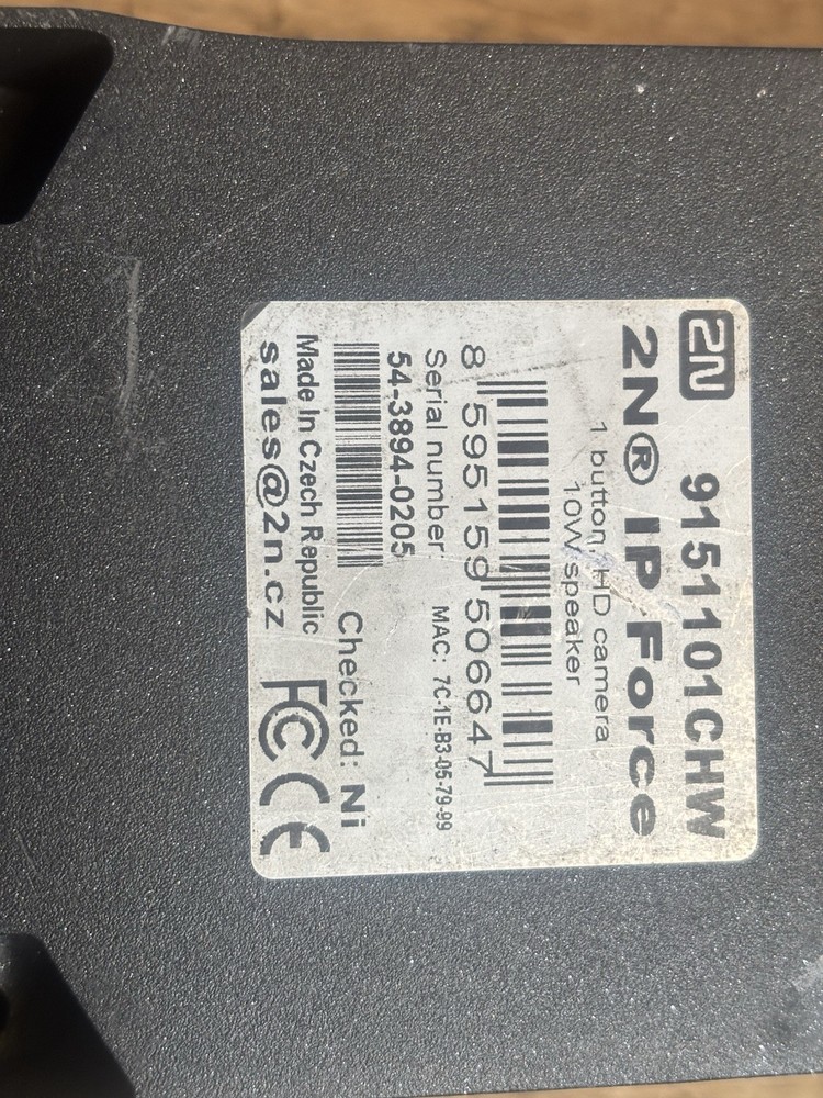 2N IP Force Single Button Camera Intercom System 9151101 CHW
