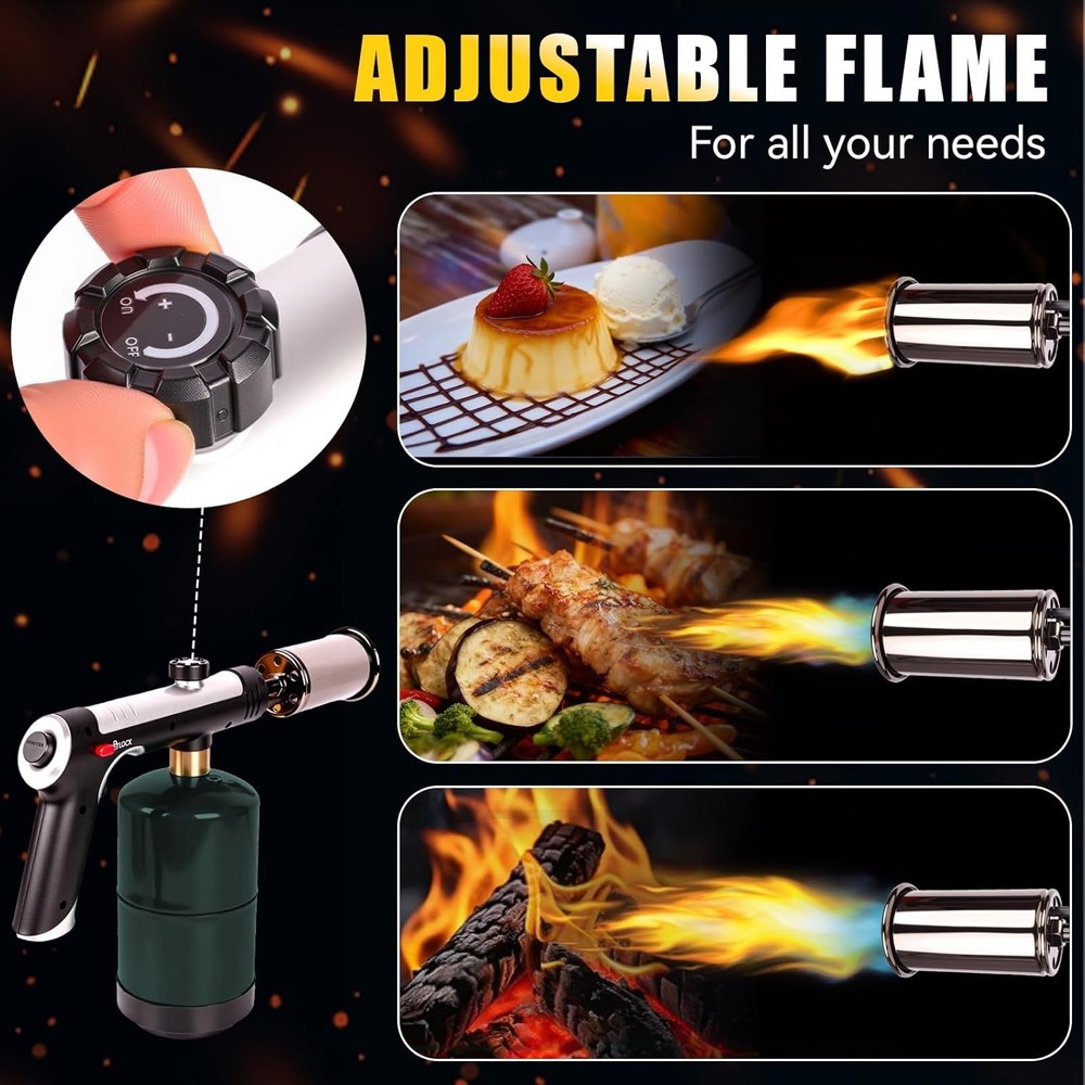 Powerful Propane Torch Gun,Kitchen Cooking Torch With One-Touch Max Fire, Cha...