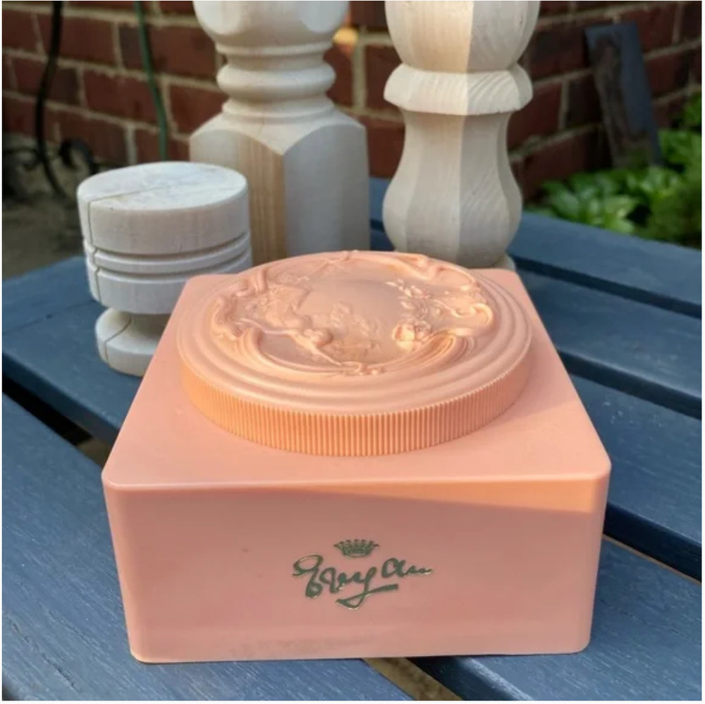 Vintage Evyan White Shoulders plastic dusting powder container