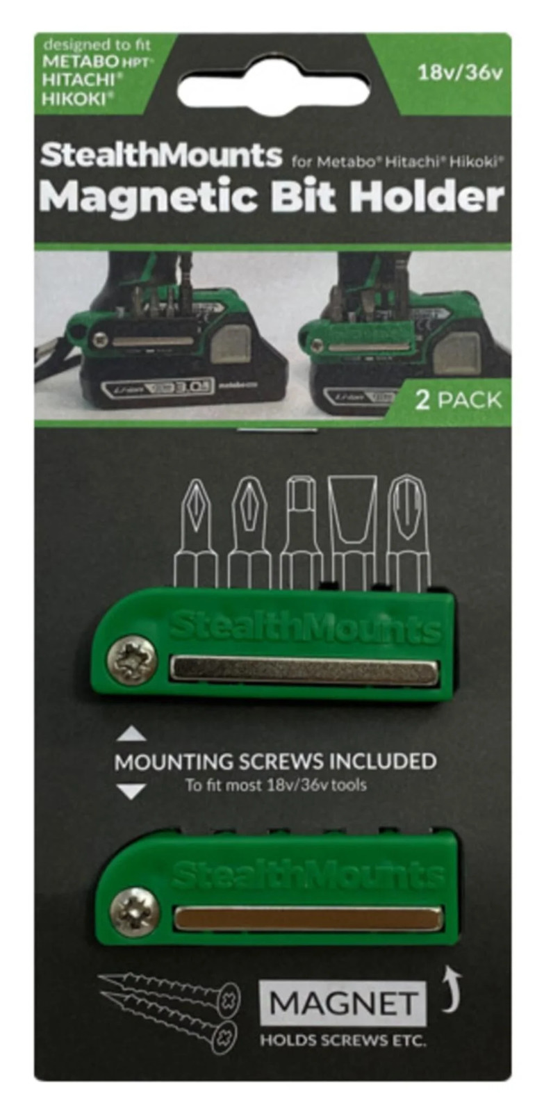 Stealthmounts Black Bit Holder For Metabo Hpt 2Pk