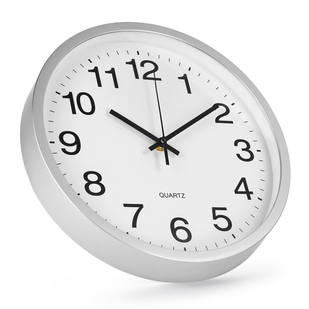 Wall Clock Modern Simple Style Round Plastic Decor Clock Non-Ticking Silent Q...