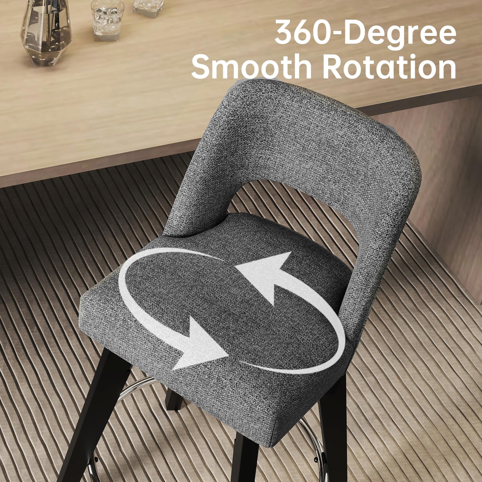 26 Upholstered Bar Stools Rubberwood Legs Supportive Back Set of 4