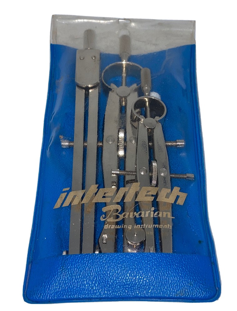 vintage 3 metal Drafting Tools Intertech Bavarian Drawing Instruments Germany