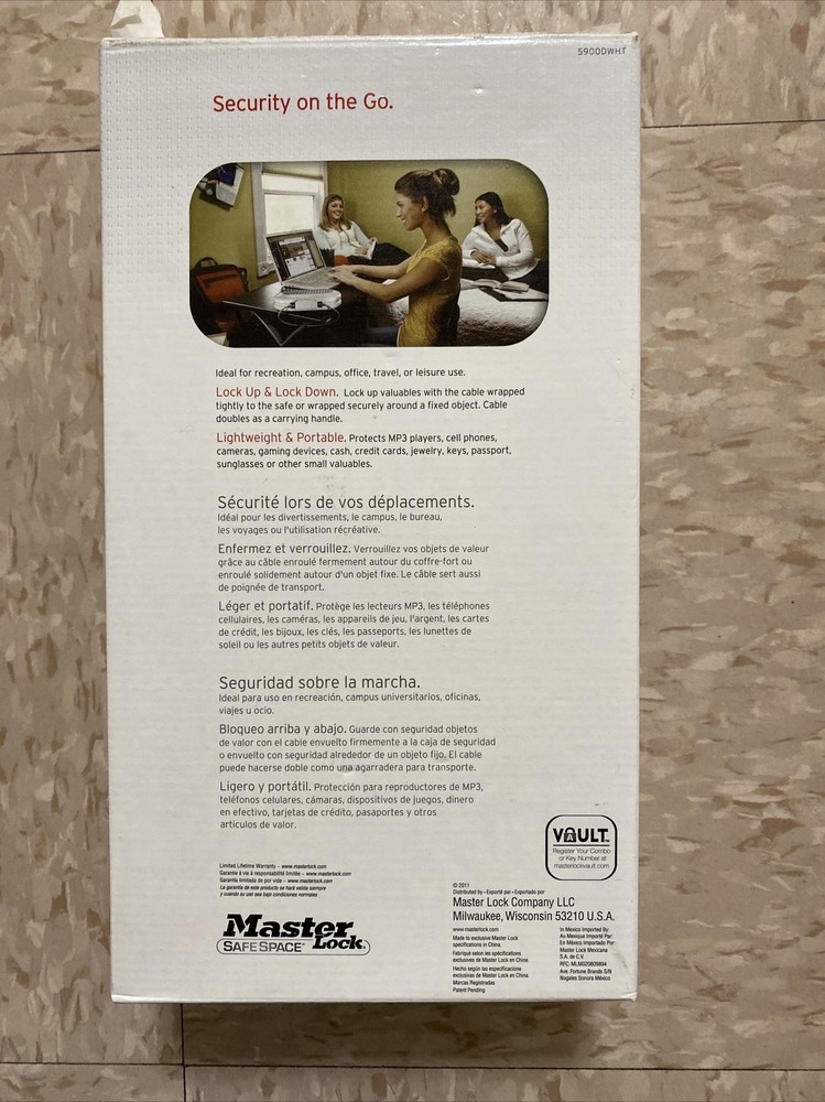 Master Lock 5900D Set Your Own Combination Portable Safe, 9-17"/32", White
