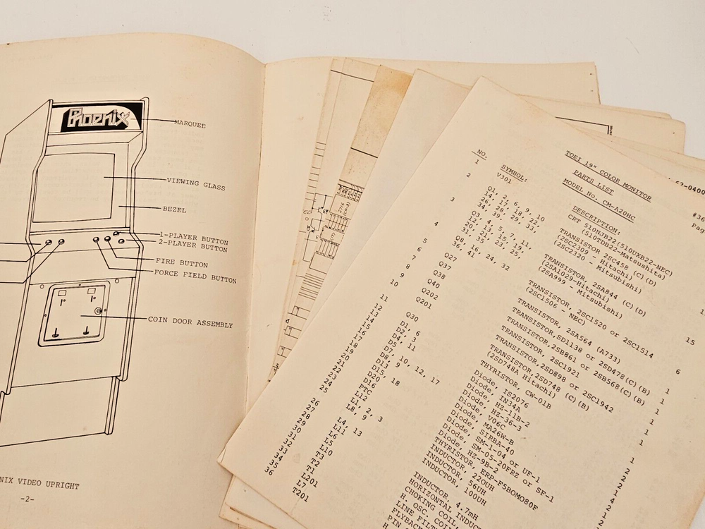 CENTURI PHOENIX VIDEO GAME SERVICE MANUAL WITH SCHEMATICS