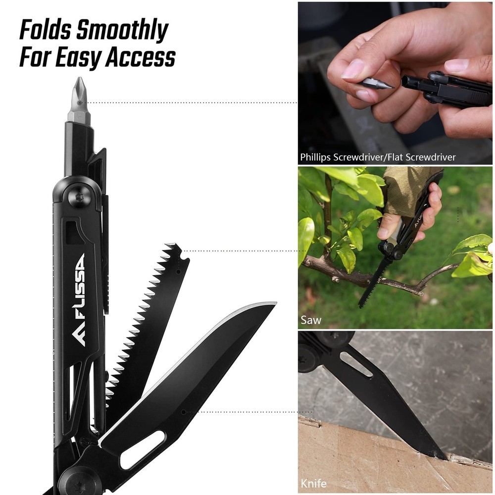 Multitool, 16-in-1 Multitools with Sheath, Stainless Steel EDC Multitool, Poc...