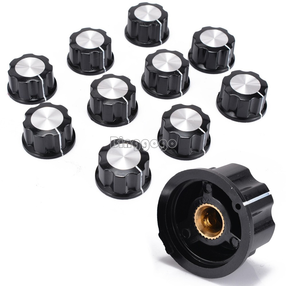 5PCS Adjustable 16mm Top 6mm Shaft Insert Turn Dia Potentiometer Rotary Knobs