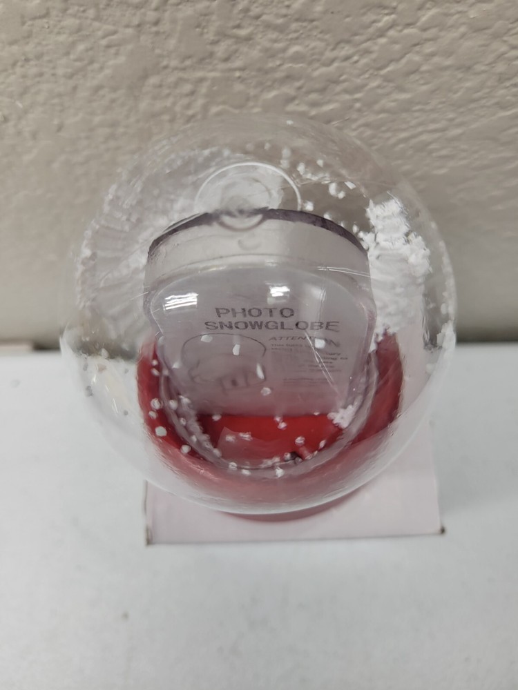 Mini Plastic Photo Snow Globe Red Base NEW