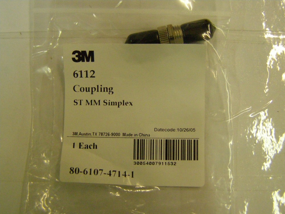 3M 6112 Coupling ST MM Simplex Coupler Fiber Optic Flanged