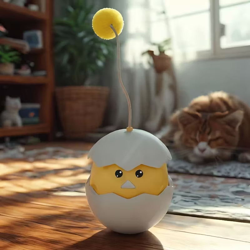 Interactive Cat Toy, Egg Shaker Design with Tumbling Motion