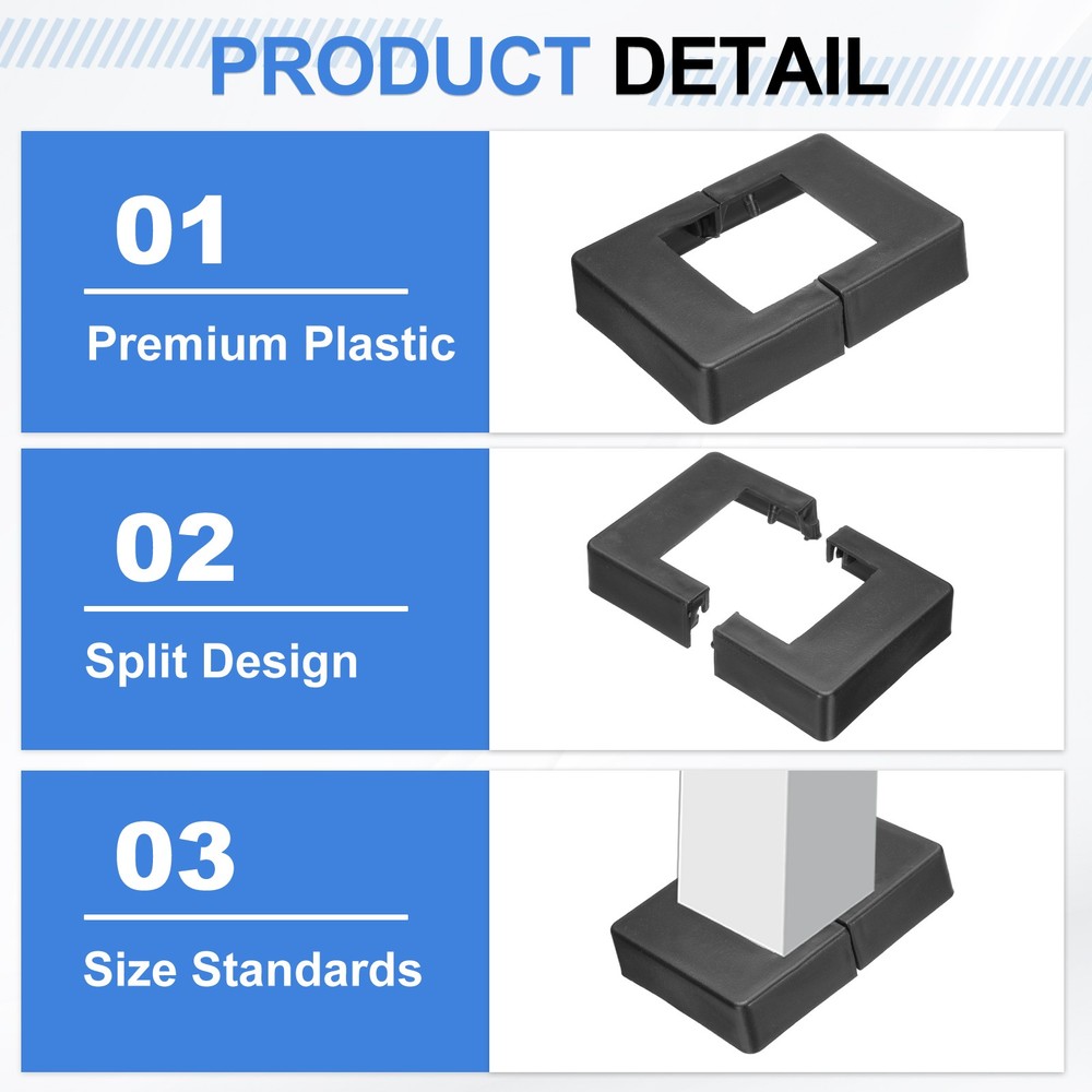 8 Pcs Fence Post Skirt, 2 x 2 Inch Rectangular Split Style Post Base Cover