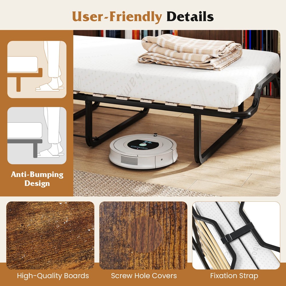 Cot Size Murphy Bed with Storage Rolling Murphy Cabinet with Foldable Bed