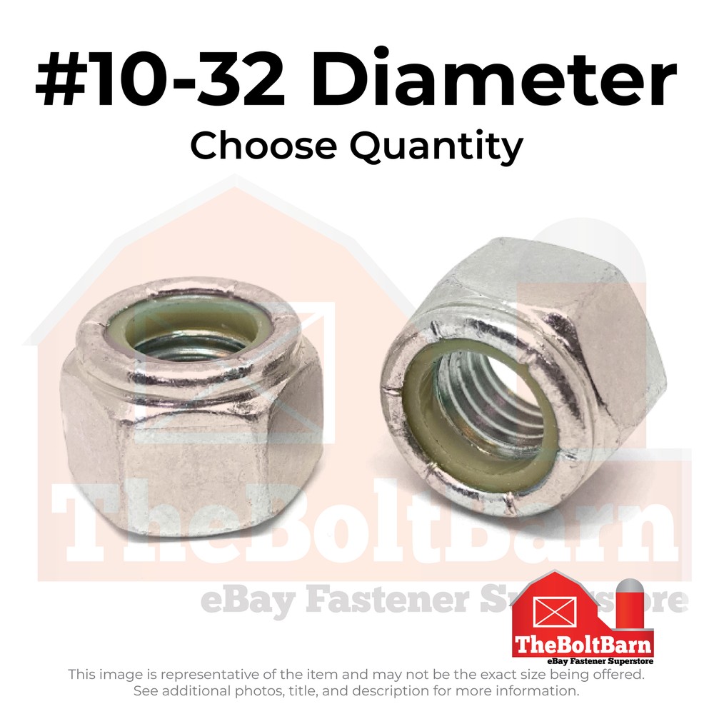 #10-32 316 Stainless Steel Nylon Insert Lock Nuts (Pick Quantity)