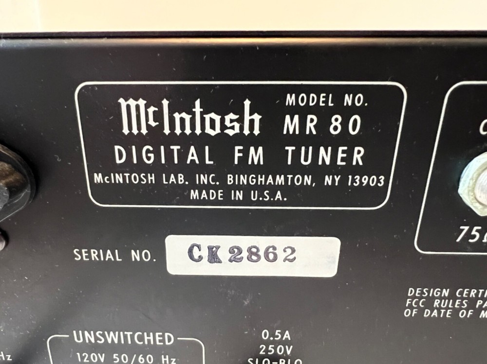 MCINTOSH MR80 FM TUNER - AS IS