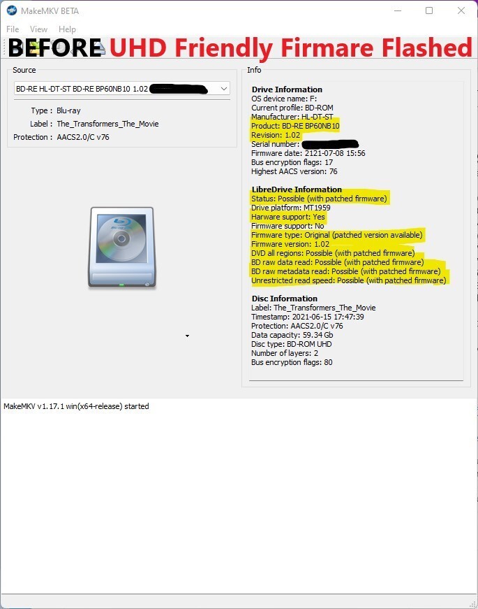 LG BP60NB10 External Slim 4K Ultra HD FRIENDLY UNLOCKED UHD Discs Firmware v1.02