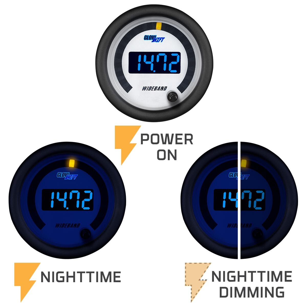 52mm GlowShift White 7 Series Digital Wideband Air/Fuel Gauge