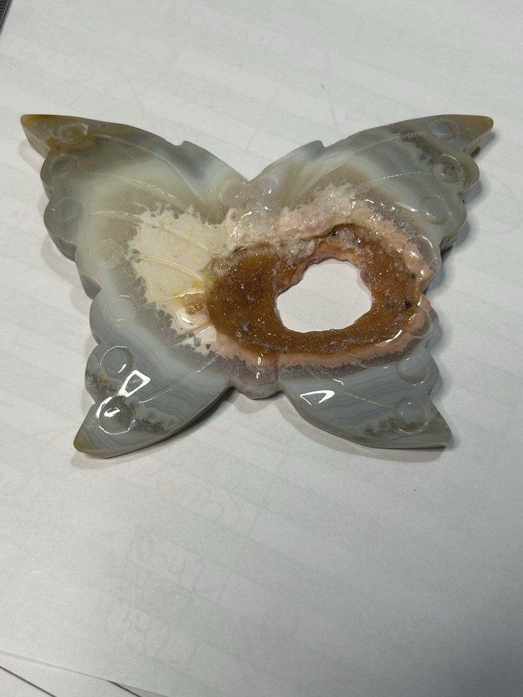 Lace Agate Druzy Butterfly Stone Shelf Table Decor