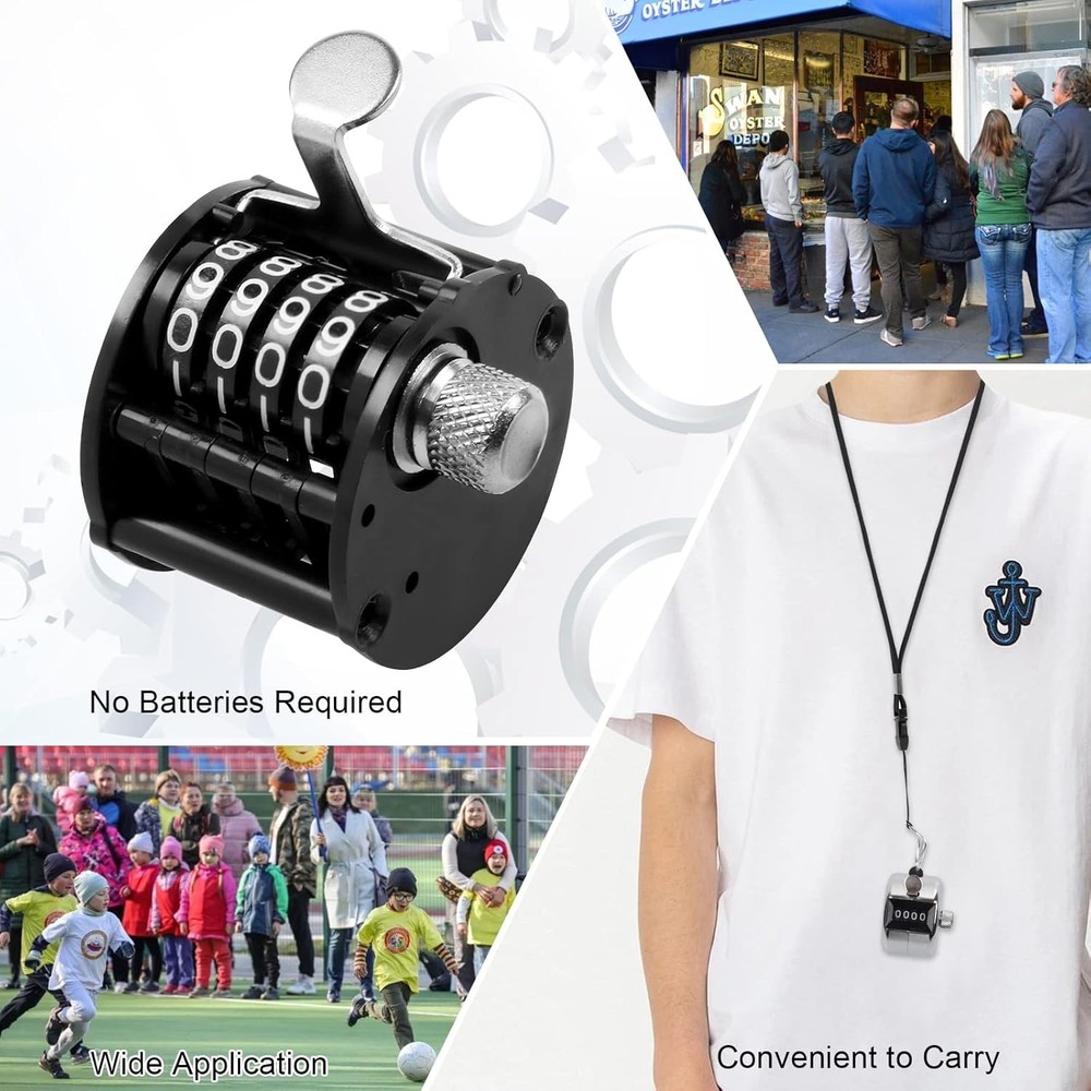 Handheld 4-Digit Counters 2 Pack - Lightweight Metal with Lanyard Attachment