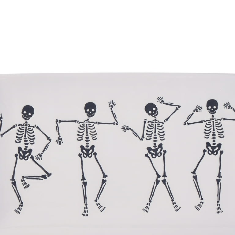 2x Halloween Ceramic Dancing Skeletons Tray