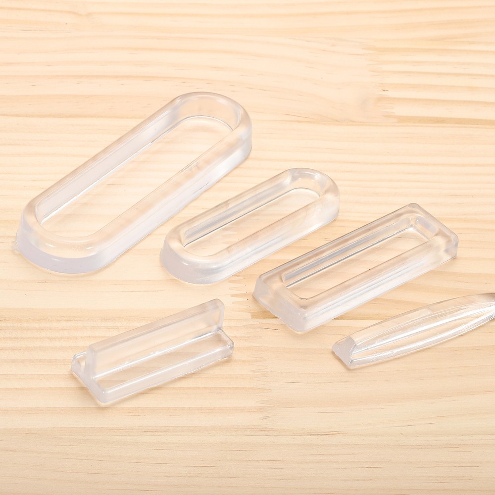 4Pcs PU Self-Adhesive Pulls, 2.95" Rectangle Clear Recessed Finger Pulls