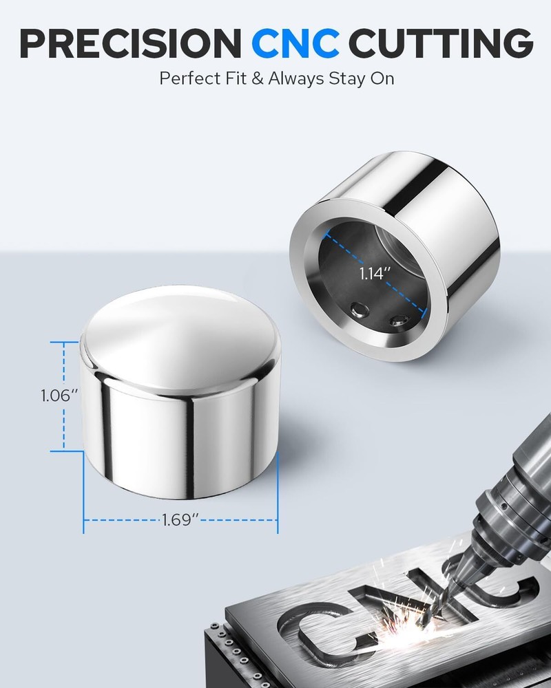 Chrome Front Axle Nut Covers fit for Harley, CNC Axle Nut Caps Compatible wit...
