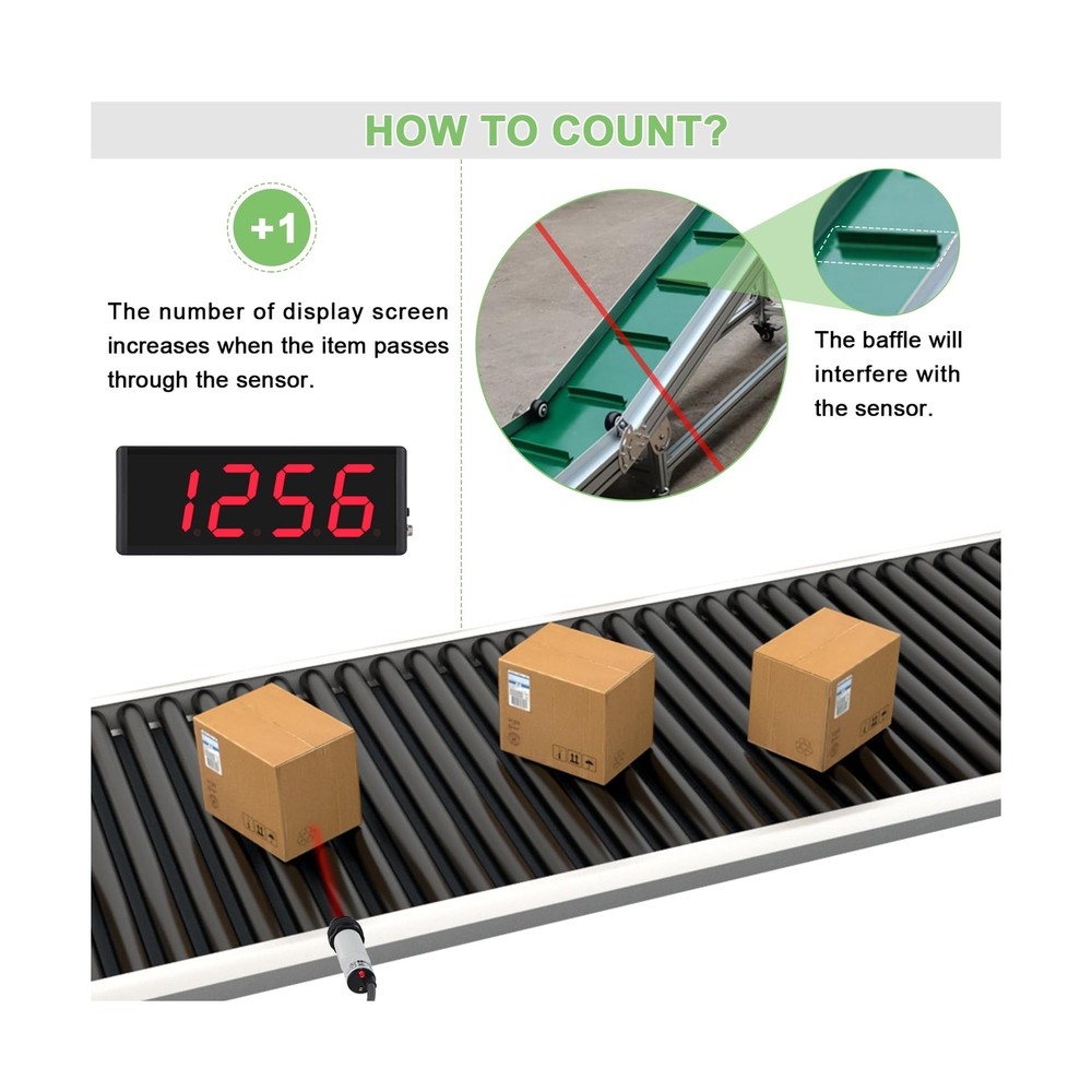 Digital Counter Led Counter with Infrared Sensor 4in Red Number Display Count...