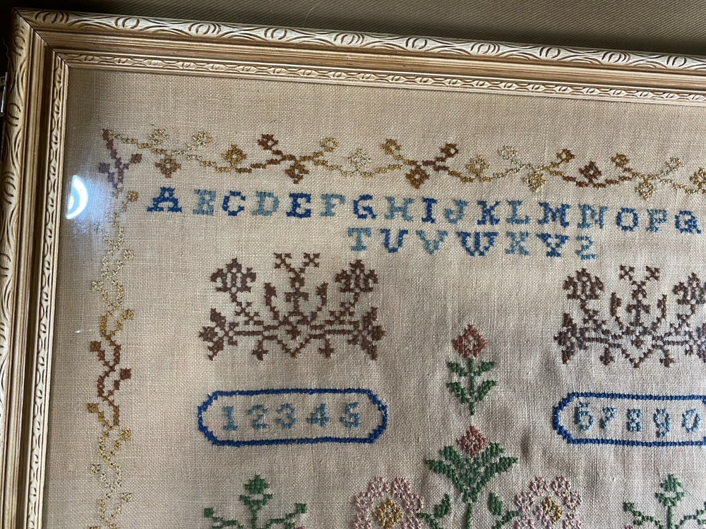 Vintage Needlepoint "Numbers And Alphabet" - Framed