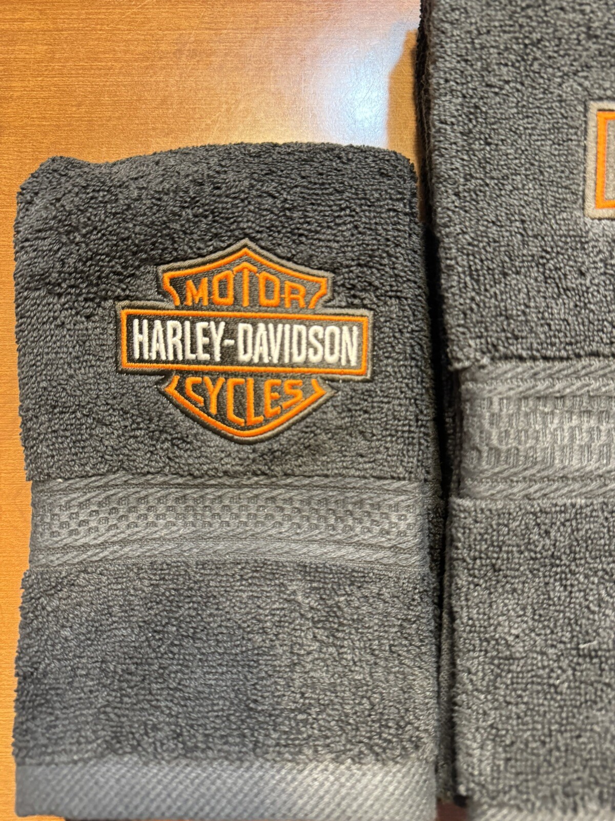 Towel Set 3pc. Bath Towel & Hand Towel Black Harley-Davidson Embroidery