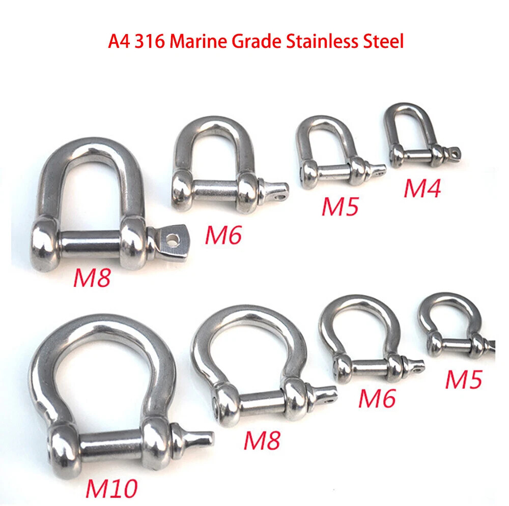D Shackle Bow Shackle 4mm 5mm 6mm 8mm 10mm 12mm 14mm 16mm A2 Stainless Steel