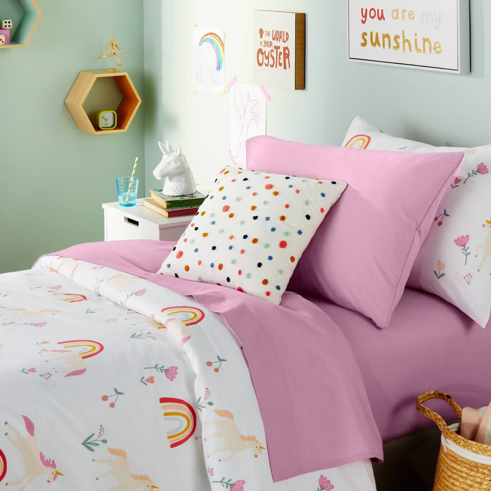 Queen Solid Cotton Sheet Set Purple - Pillowfort