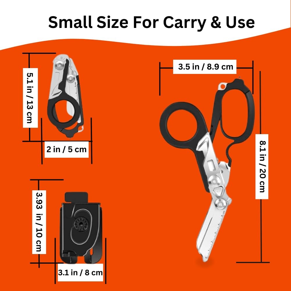 Pack 2 | 6 in 1 Multifunctional Trauma Shears Foldable with Strap Black