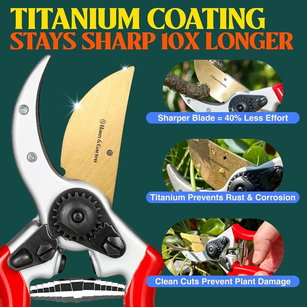ClassicPRO 8.5" Professional Titanium Bypass Pruning Shears - Use As Pruners...