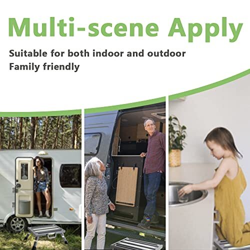 Rv Steps, 4-Level Adjustable Height Folding Camper Steps, Grey Hammer-Tone