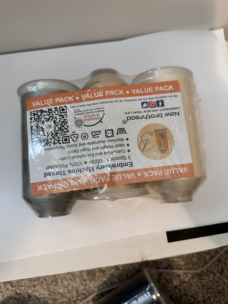 New brothread - Three Huge Spool 5000M Each Polyester Embroidery Machine Thr...