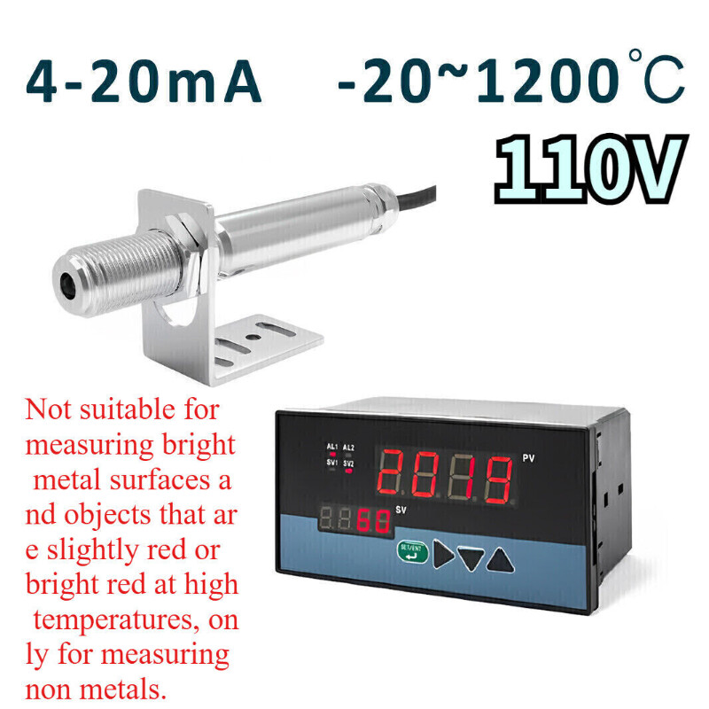 110V Industrial Temperature Controller Infrared Thermometer Sensor Non-contact
