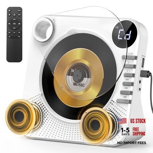 CD Player with Bluetooth, Desktop CD Player for Home,HiFi Light white