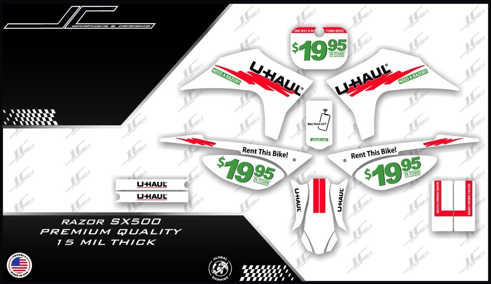 Razor SX500 graphics kit decals THICK AND HIGH GLOSS